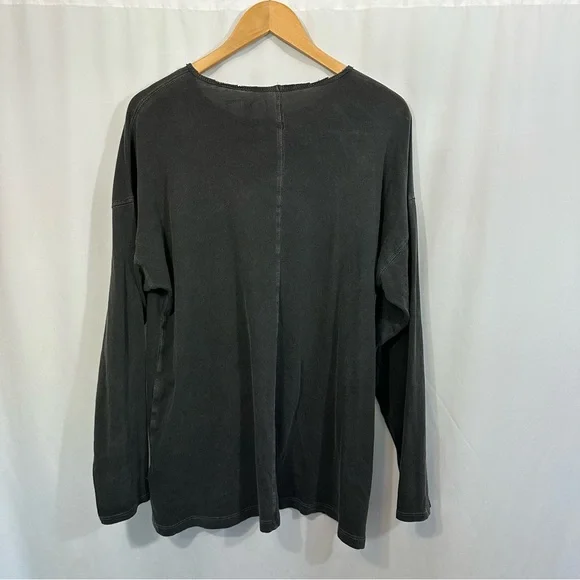 Free People Long Sleeve Cotton Relaxed Fit Top in Washed Black - Picture 6 of 11